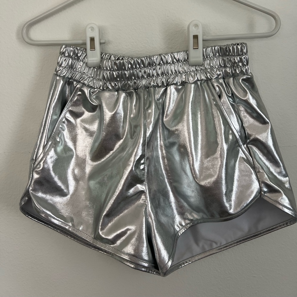 Silver Metallic Shorts